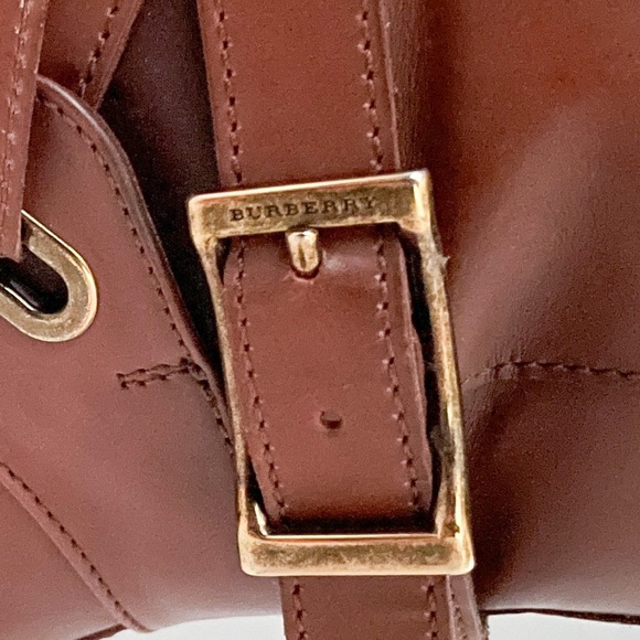 Burberry Adelaide Brown Leather Side Zip Strappy Gold Tone Buckle Riding Boots - Picture 10 of 12